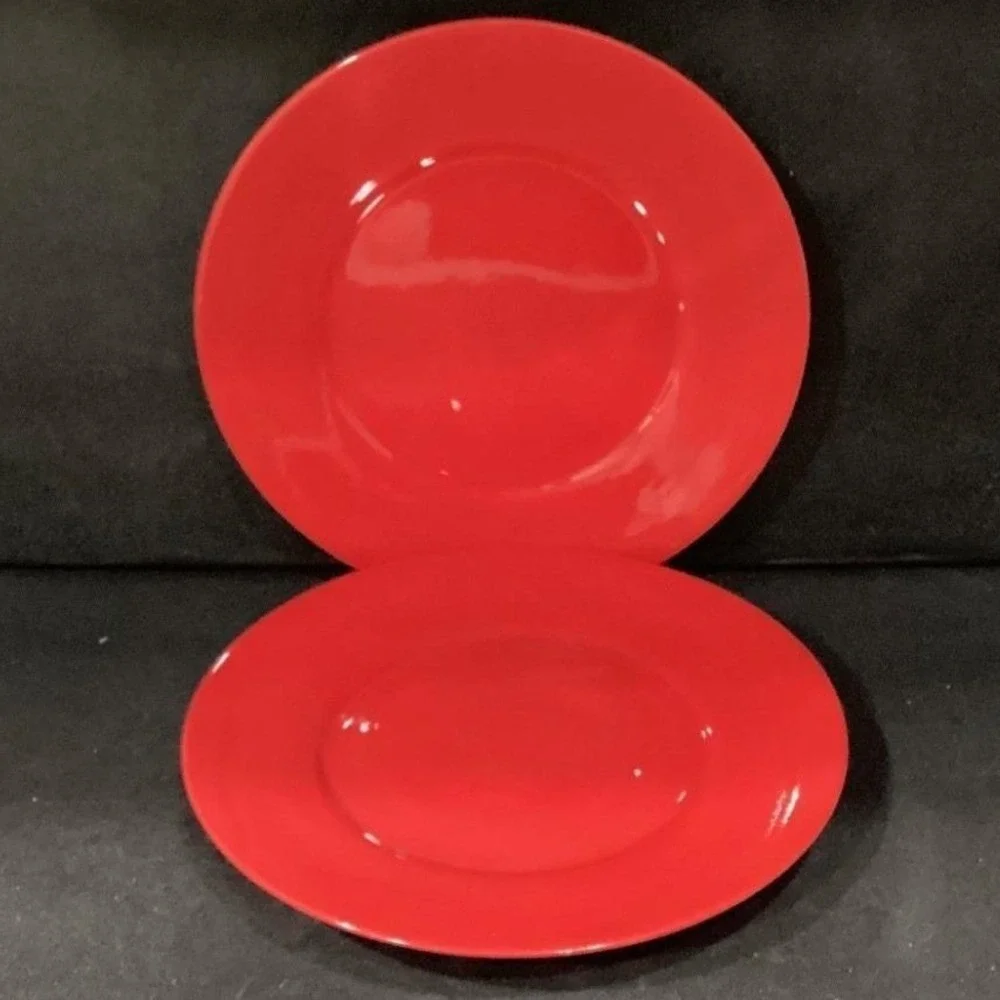 Tabletops‎ Gallery Misto Red Salad Plates, Set of 2, Hand-Painted Stoneware